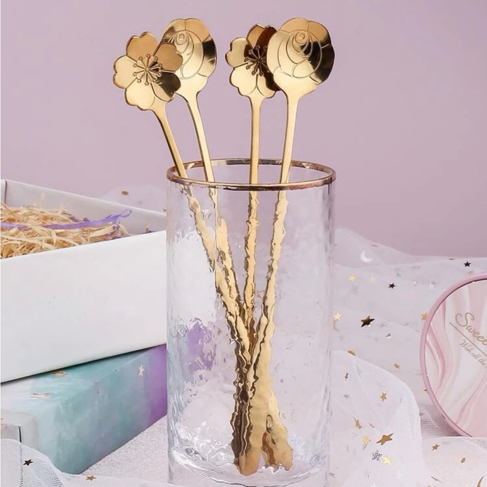 Gold Flower Design Spoons